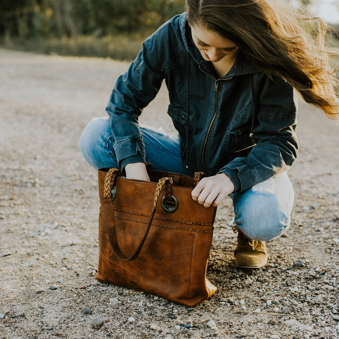 Buffalo Jackson Trading Co. Camden Braided Leather Tote | Hickory Leather Totes Buffalo Jackson Trading Co. Camden Braided Leather Tote | Hickory Leather Totes