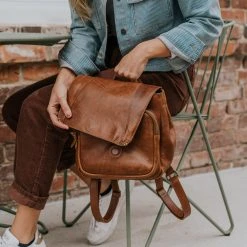 Buffalo Jackson Trading Co. Walker Small Leather Backpack | Rustic Tan